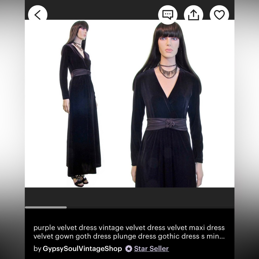 Vintage 90s Velvet Deep Purple Maxi Dress